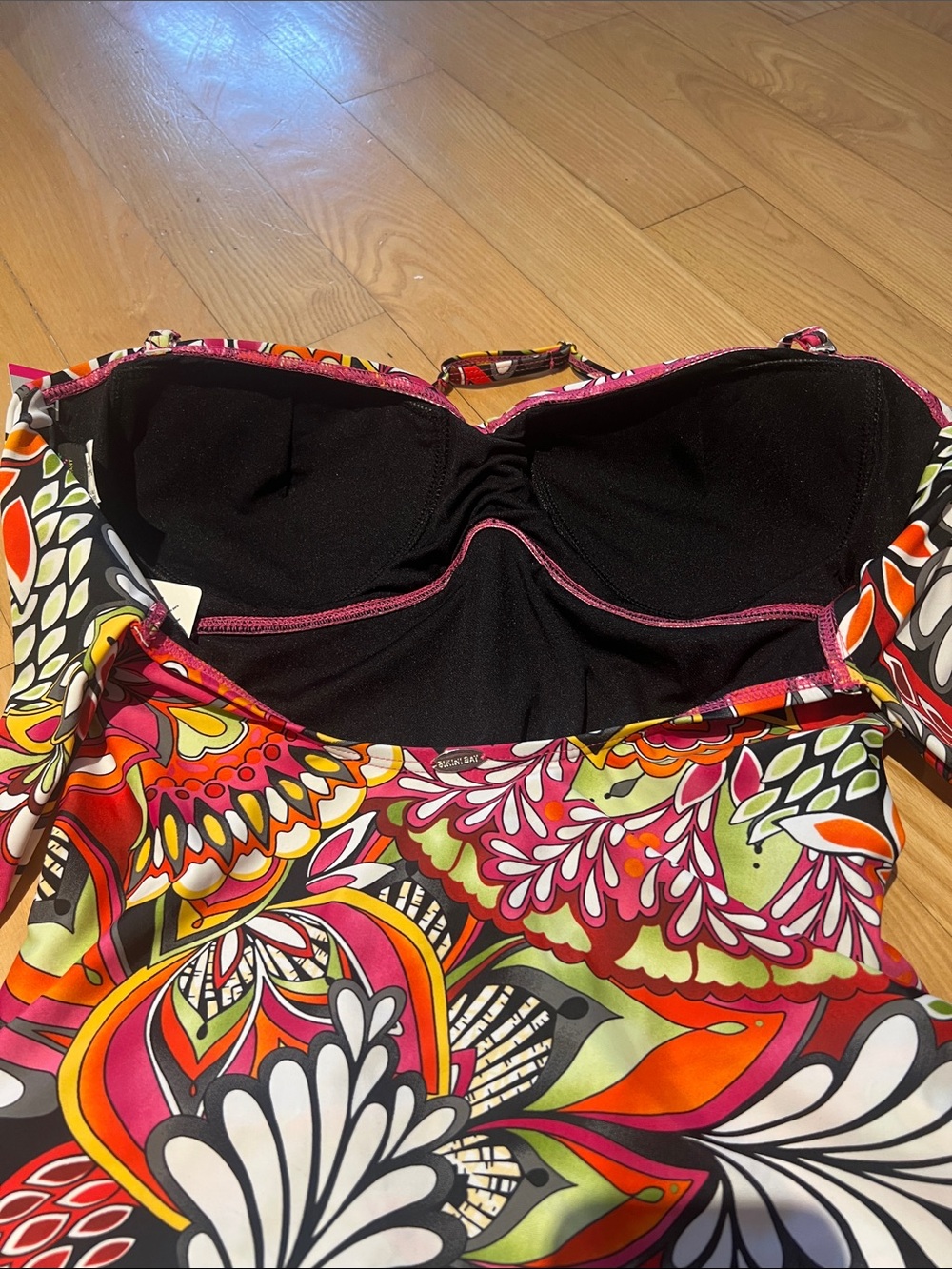 Bikini Bay Vintage New with Tags Floral multicolor swimsuit skirted one piece 16 - Picture 4 of 9
